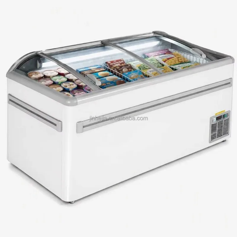 Energy-saving Embraco Compressor Glass Door Commercial Ice Cream Freezer For Ice Cream Storage