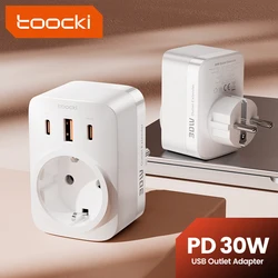 Toocki 30w GaN Charger USB A+Dual Type C Fast Charging With 3800w AC Port Wall Socket For Xiaomi iPhone Huawei Samsung Cellphone