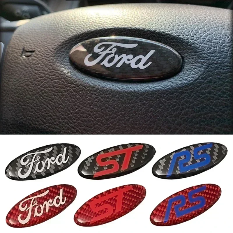 Epoxy Carbon Car Steering Wheel Sticker for Ford Edge Escape Fiesta Transit Ranger Fusion Focus 2 3 Mondeo Kuga F150 F250 Roush