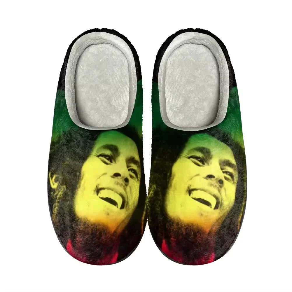 Bob Marley Reggae Rasta Singer Home Cotton Custom Slippers Mens Womens Sandals Plush Casual Keep Warm Shoes Thermal Slipper