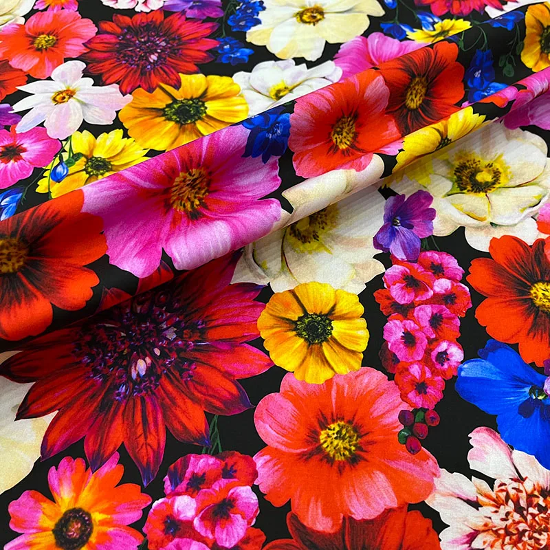 Brand Fashion Design Poplin Cotton Fabric Natural Organic Flower Printed Fabrics Cloth for Dress Diy Sewing Material Wholesale