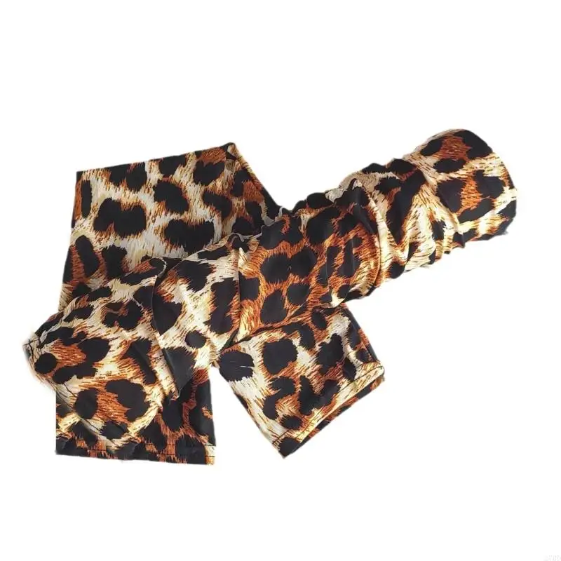 270D Fashion Leopard Print Long Gloves For Women Men Cooling Arm Sleeves Soft Polyester Arm Covers Outdoor Activity Accessory