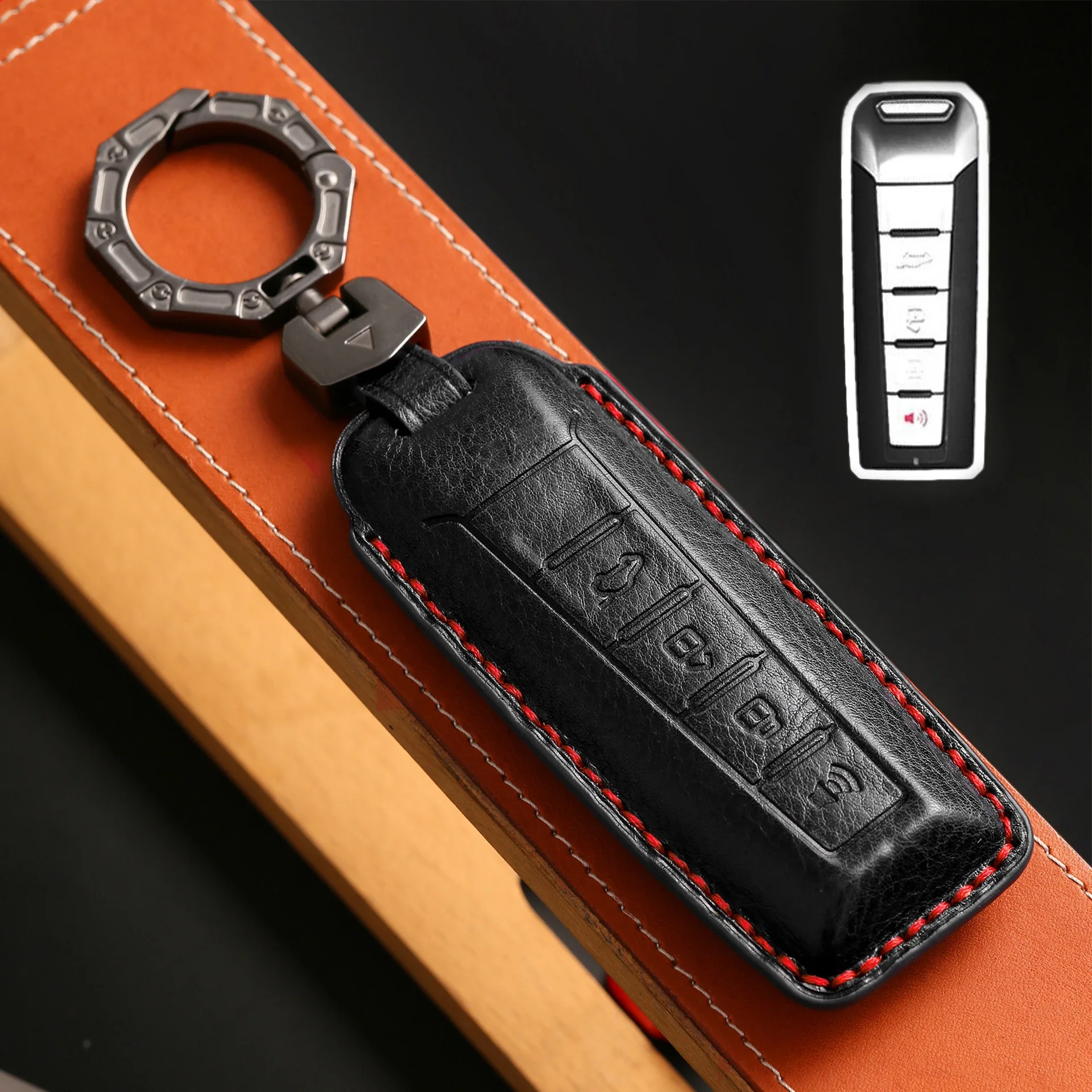 1pc Leather Car Key Fob Case Cover For Wey MOCHA Coffee 01 Tank Tank300 Vv7 Vv5 Dht Vv6 Wey P8 2022 2021 2023 Accessories