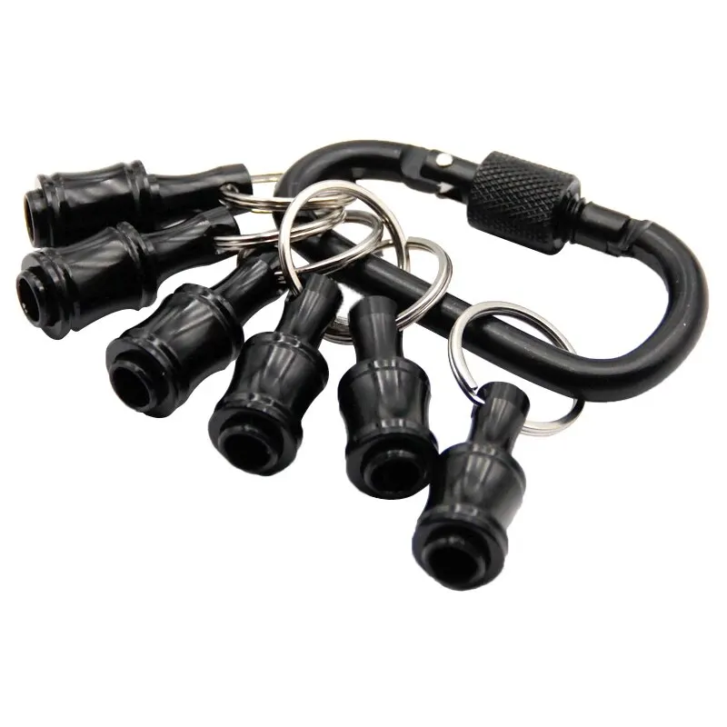 6pc Black Keychain Quick Change Connecting Rod 1/4 Hexagonal Handle Screwdriver Head Socket Conversion Rod Tool Set