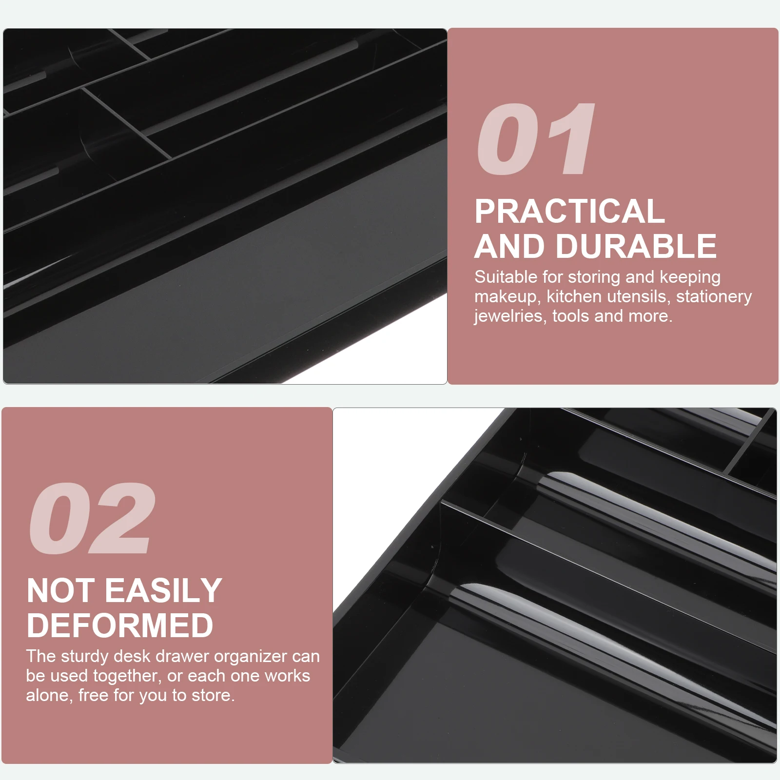 

Organizer Plastic Drawer Partition Box Desktop Accessories Vanity Storage Office