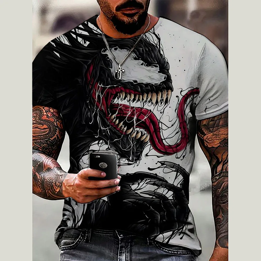 Marvel venom print T Shirts For Mens Short Sleeve Tops Vintage Streetwear O-Neck Pullover Sailor Clothing Retro Tees 5XL Male