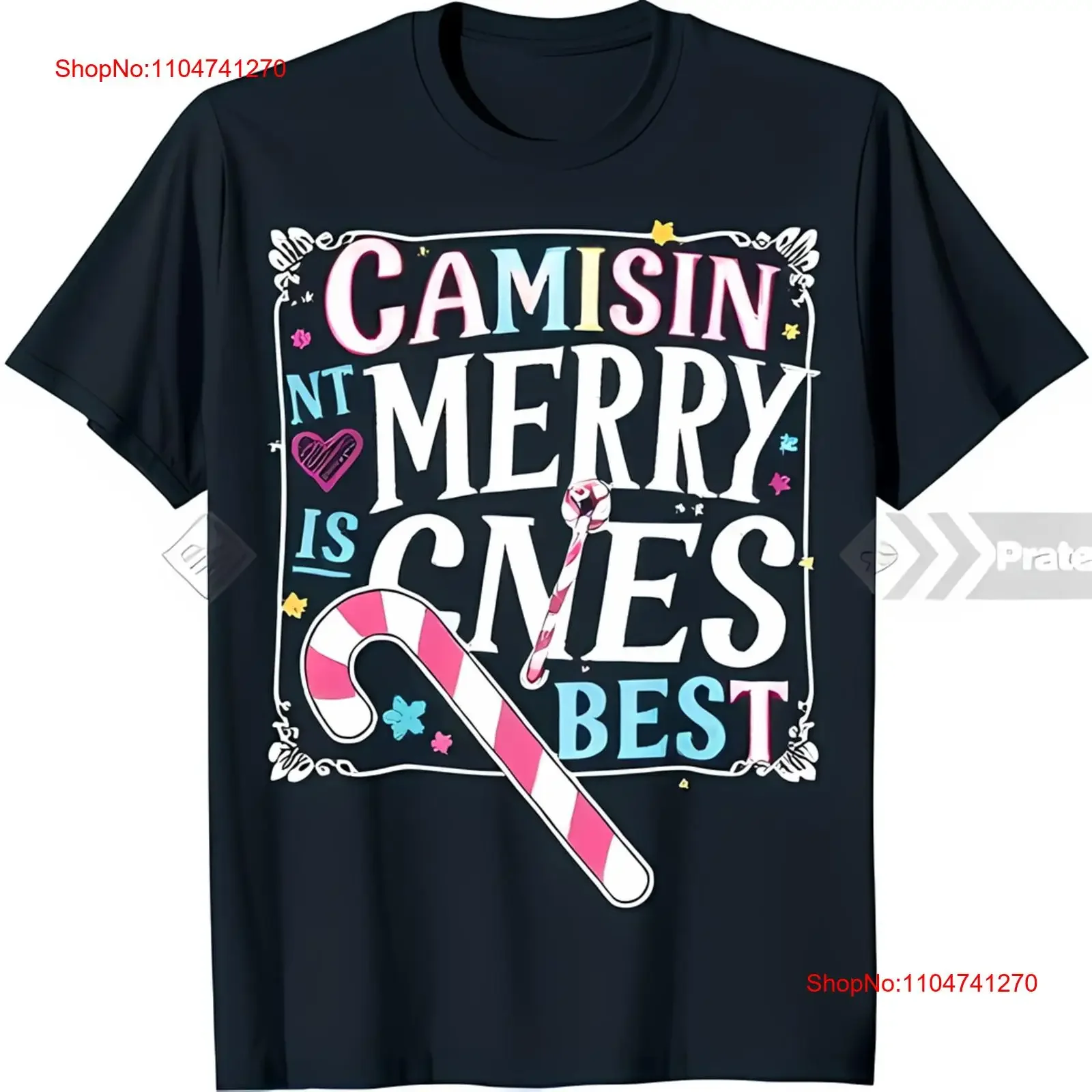 

Праздничная черная футболка с игривой надписью «Camisin't Merry Cmes Best» Candy винтажная стираная унисекс мужская стильная удобная универсальная