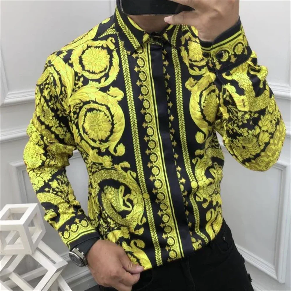 2024 Fashion Men\'s Luxury Shirts Image Print Men\'s Long Sleeve Lapel Shirts Casual Party Street Hawaiian Shirts Plus Size XS-6XL