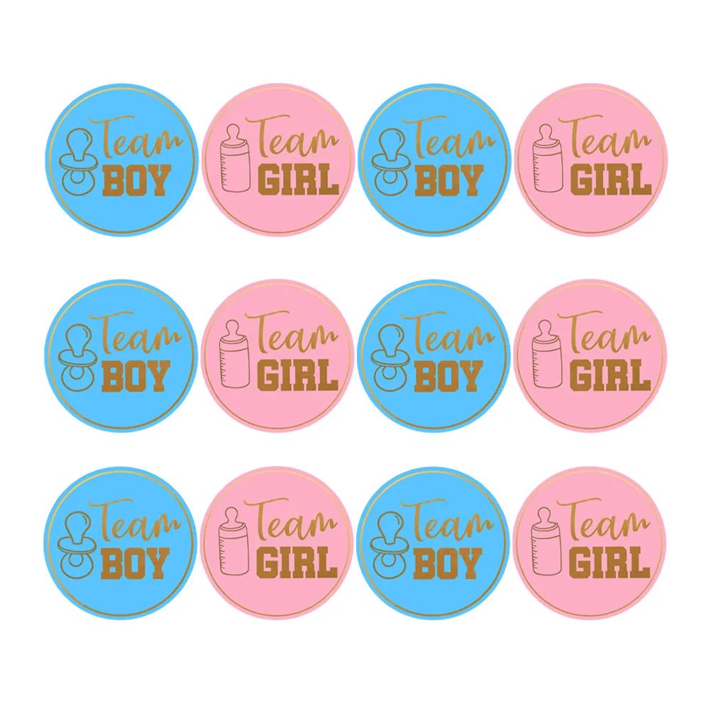 

48Pcs Gender Reveal Stickers Self-Adhesive Round Sealing Stickers for Baby Shower Party Favor Bag Gift Box Decoration Boys Or
