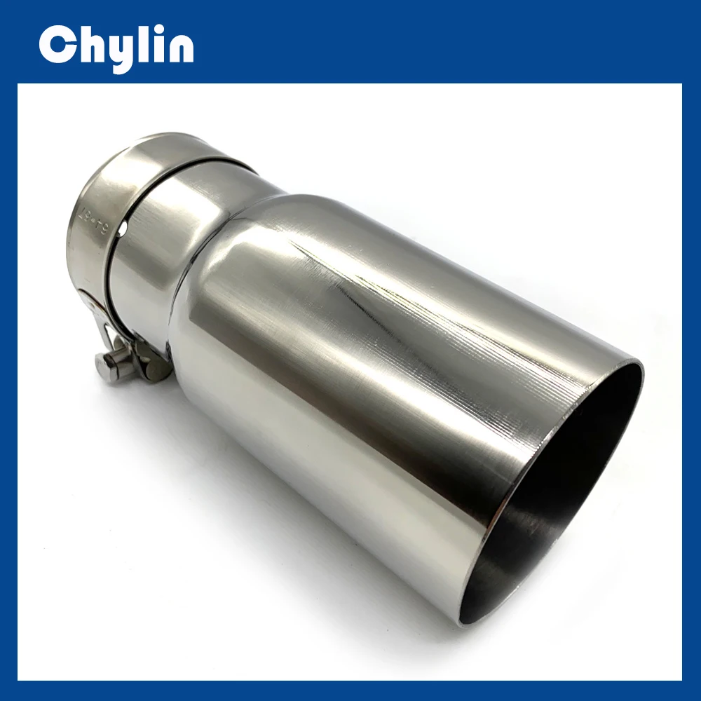 1 Piece Car Modified Flat Edge Stainless Steel Exhaust Pipe Single Layer Shinny Muffler Tip Without Logo