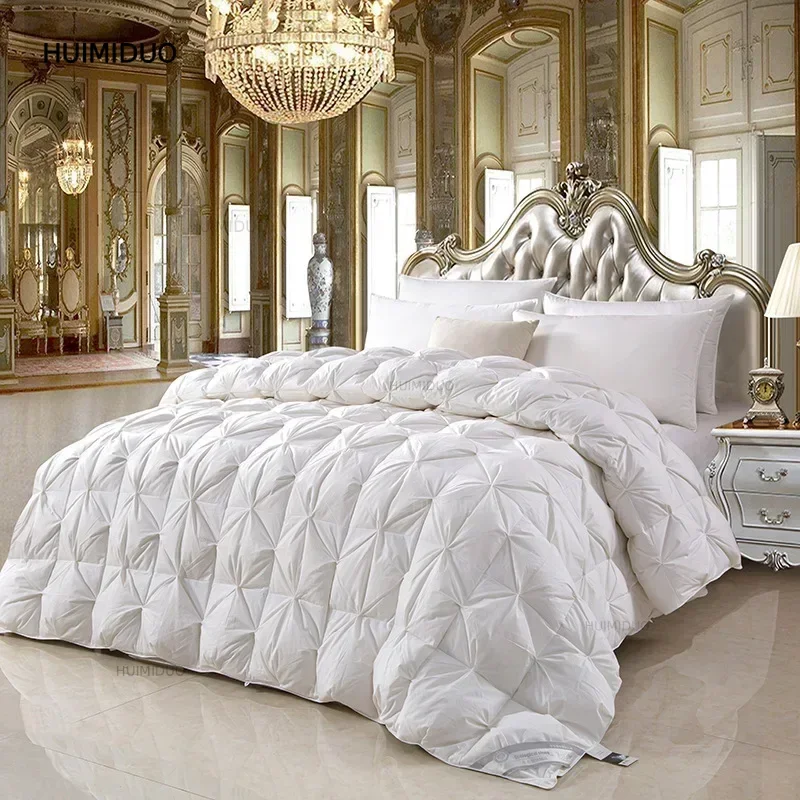 Temperature Controlled Down Quilt, White Goose Down Quilt, Single Person Cotton Quilt with Thickened Core for Warmth and Comfort