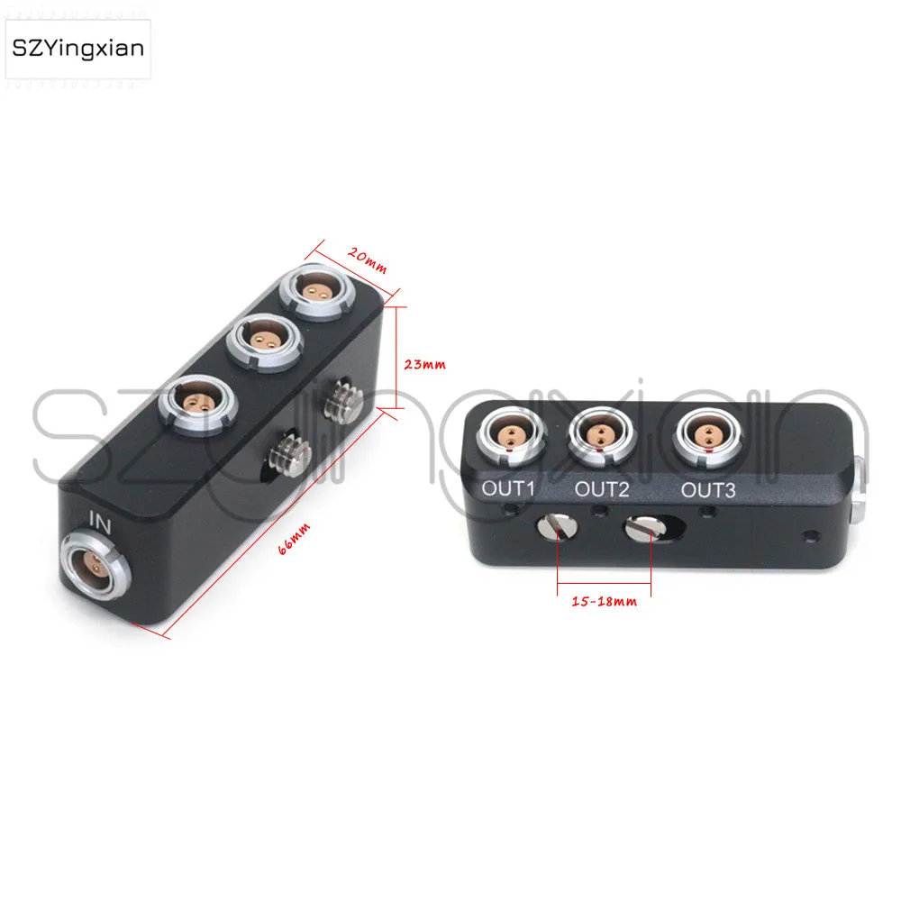 0B 2-Pin Female to 3 X 0B 2-Pin Female Camera Power Splitter and Cable Adapter Breakout Box with 1/4