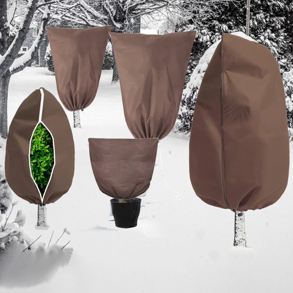 4 Pieces Winter Plant Covers Frost Protection with Zipper and Drawstring Size 23 6 by 39 Inches for Potted Plants and Shrubs