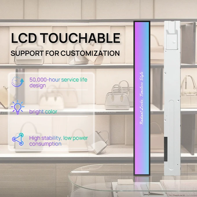 Bordo del scaffale del supermercato Attrezzatura pubblicitaria ultra sottile Display a barra Schermo a barra LCD ad alta luminosità Segnaletica digitale per aeroporto Segnaletica digitale