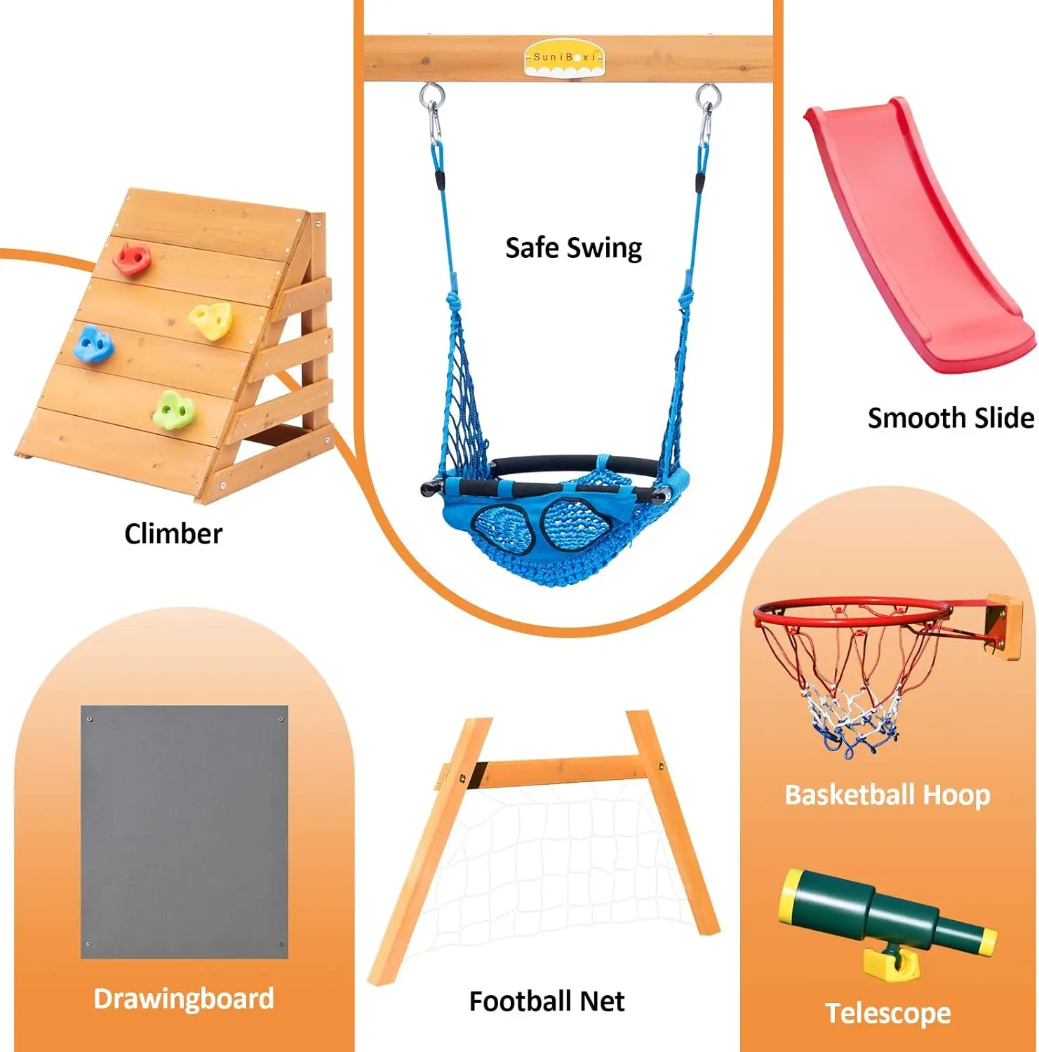 Playground Sets for Backyards,Toddler Slide and Swing Set with Basketball Hoop for 3-6 Years Kids, Toddler Climber, Football Net