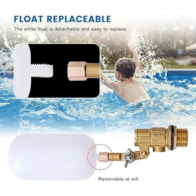 2PCS 1/2 Inch Float Valve, For Pond Float Valve Shutoff Auto Fill Water Float Valve