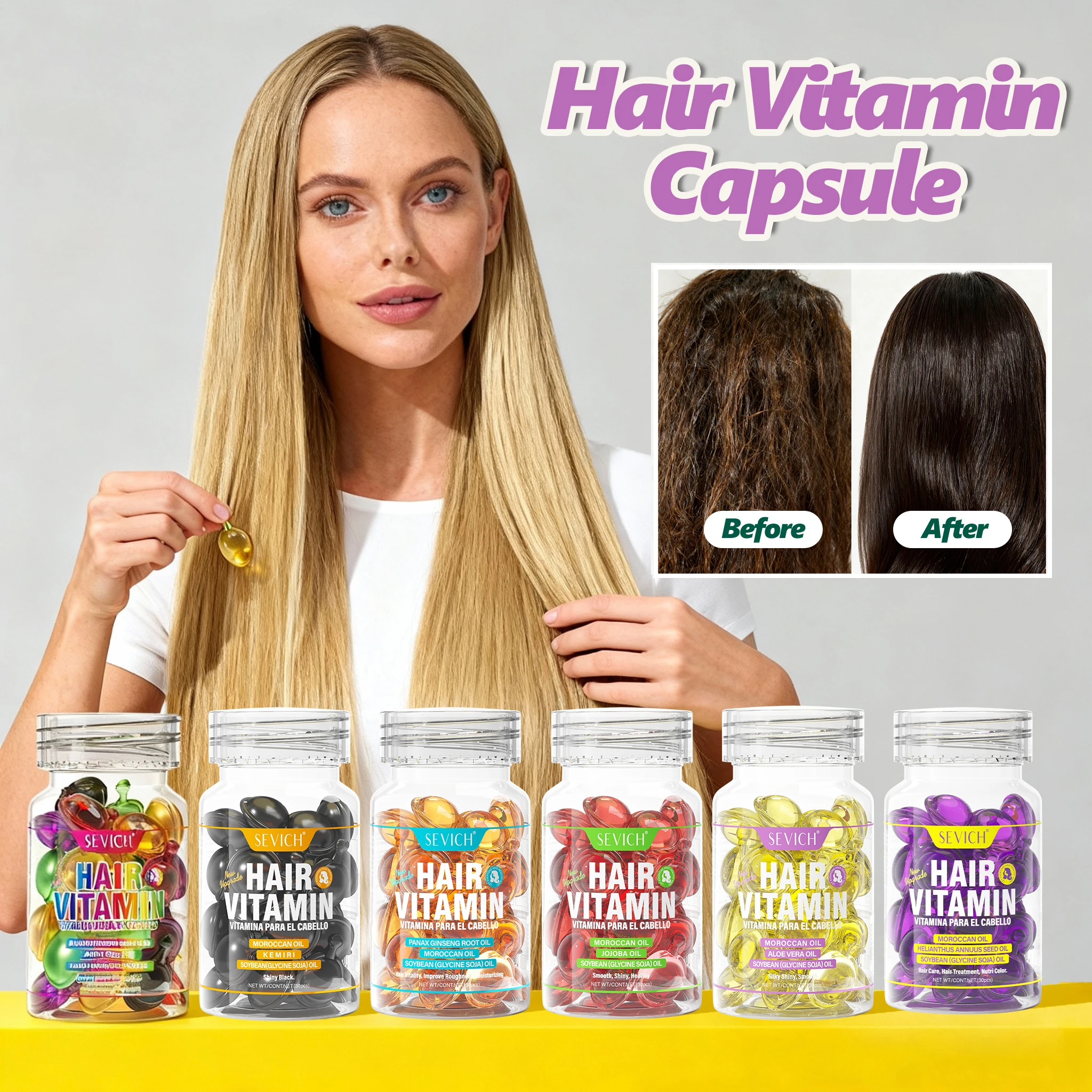 

Vitamin Leave-in Hair Care Essential Hair Capsule Keratin Complex Oil Hair Care Essence Conditioner Hair Care Beauty Nourishing
