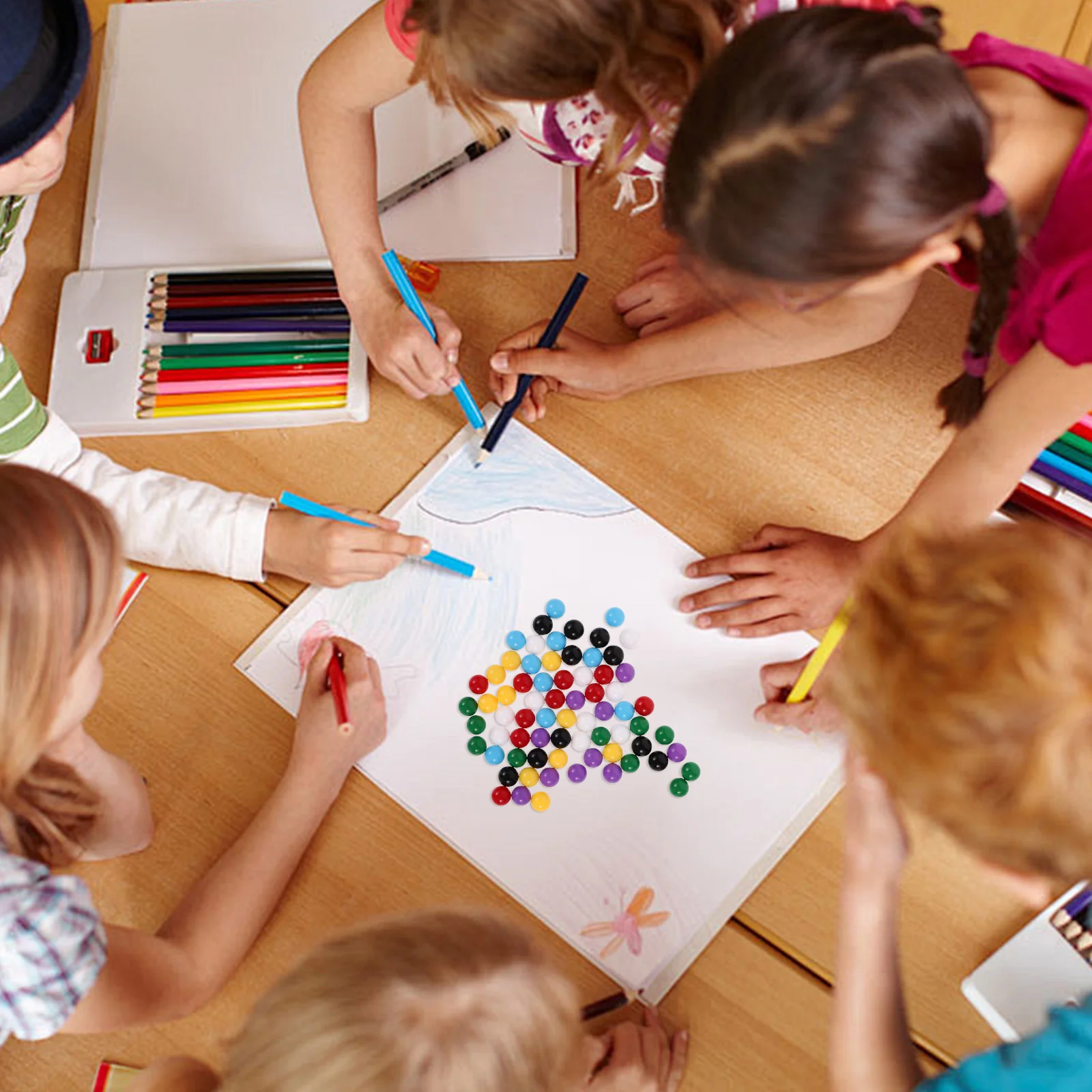 70 stuks 10 mm massief kleurrijke plastic knikkers educatief wiskundig leermiddel voor kinderen die tellen en waarschijnlijkheid leren