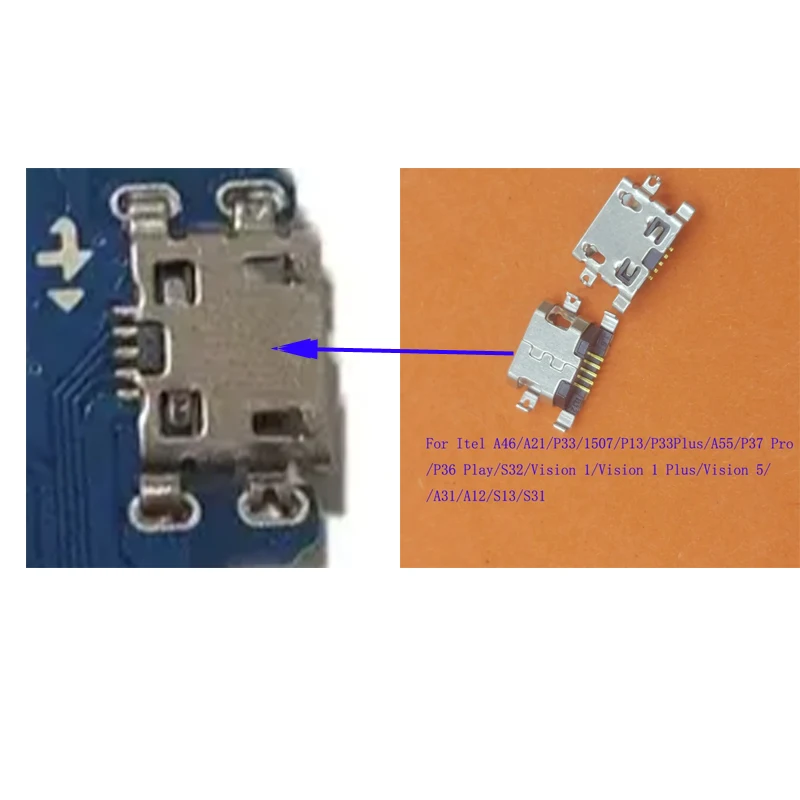 10-100Pcs Port Connector Plug Usb Charger Charging For Itel P36 Play P37 Pro A31 A12 S13 S31 S32 A46 A21 P33  P13 A55 Vision 5