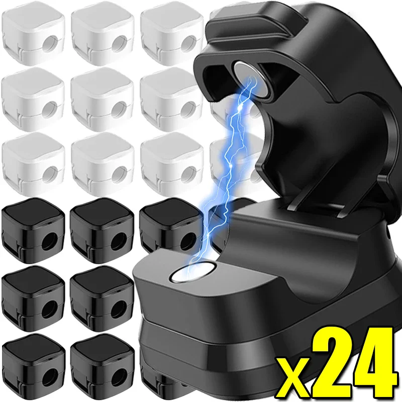 1-24 Stuks Zelfklevende Mini Magnetische Kabel Clips Verstelbare Data Koord Houder Klem Thuis Kantoor Desktop Draad Organisatoren