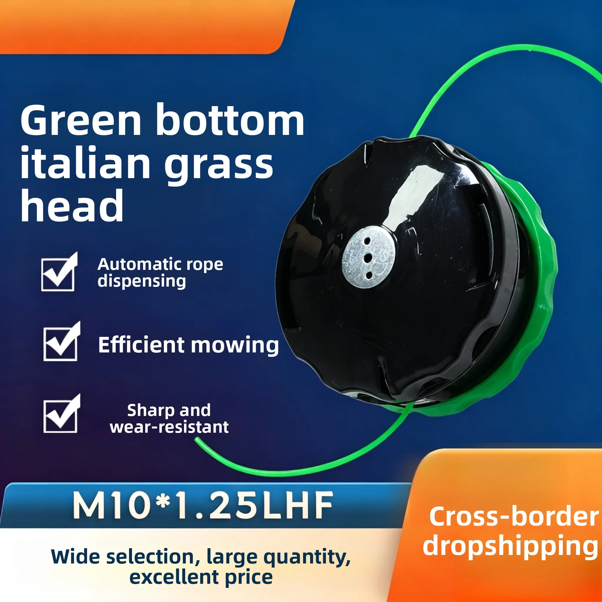 Auto Feed Trimmer Head M10x1.25 LHF Green Base Weed Eater Replacement Part Wear Resistant Grass Cutter Accessory