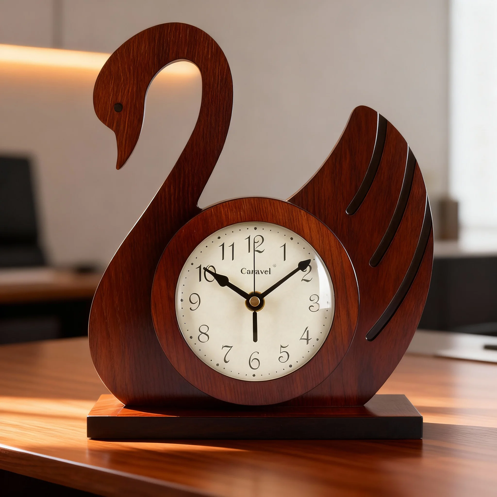 Elegant Swan Clock – Creative Wooden Silent Quartz Desk & Table Clock, Modern Home Decor Ornament, Perfect Gift for Living Room