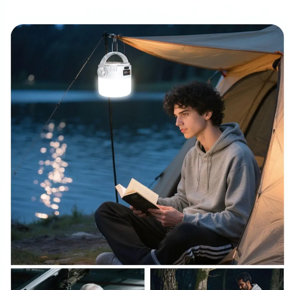 Portable Solar Led Camping Lantern Outdoor Emergency Light For Tent Hiking Fishing Night Market Stall Home Survival Lighting