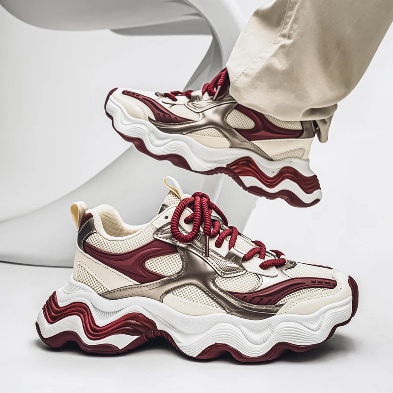 

2026 Spring New Men's Breathable Mesh Casual Sneakers Chunky Sole Trendy Versatile Dad Shoes for Sports & Leisure