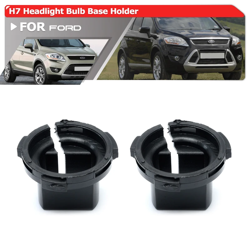 2x H7 HID Headlight Bulbs Base Holders For Ford Kuga 2008 2009 2010 2011 2012 Main Beam Headlamp Clip Bracket Adapters Retainers