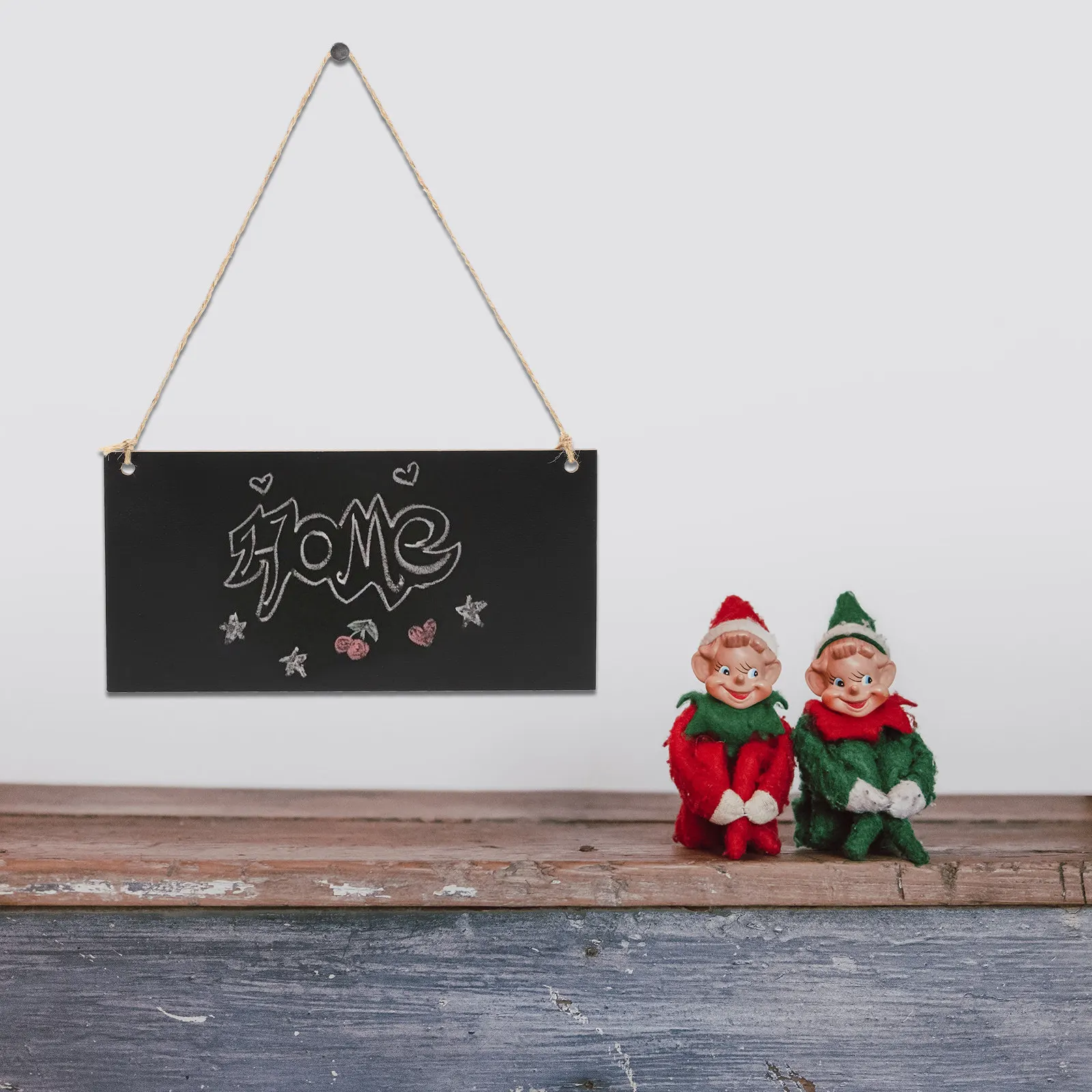 

2Pcs Wooden Small Blackboard Hanging Board Lightweight DIY Door Sign Erasable Message Pendant Home Decoration Craft Office Shop