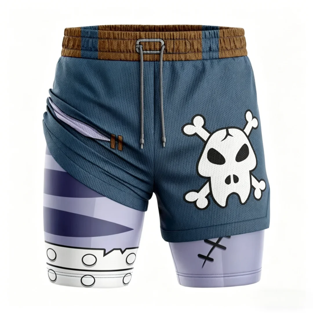 Bandai Weregarurumon Digimon Anime Short de sport unisexe à double couche 2 en 1, short de sport d'été à séchage rapide, doux, confortable et léger Y2k