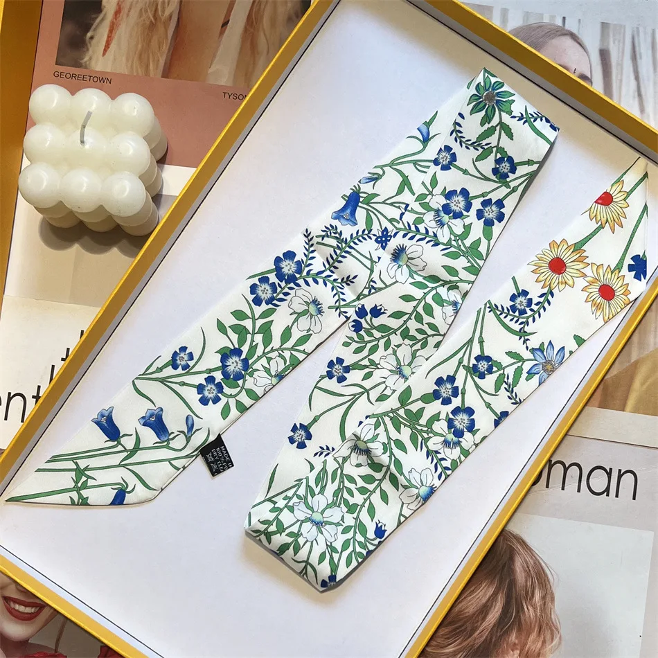 

5*90 см новый длинный маленький шелковый шарф, женский универсальный корейский маленький шарф, повязка на голову с ручкой, сумка с галстуком, саржевая лента, стример