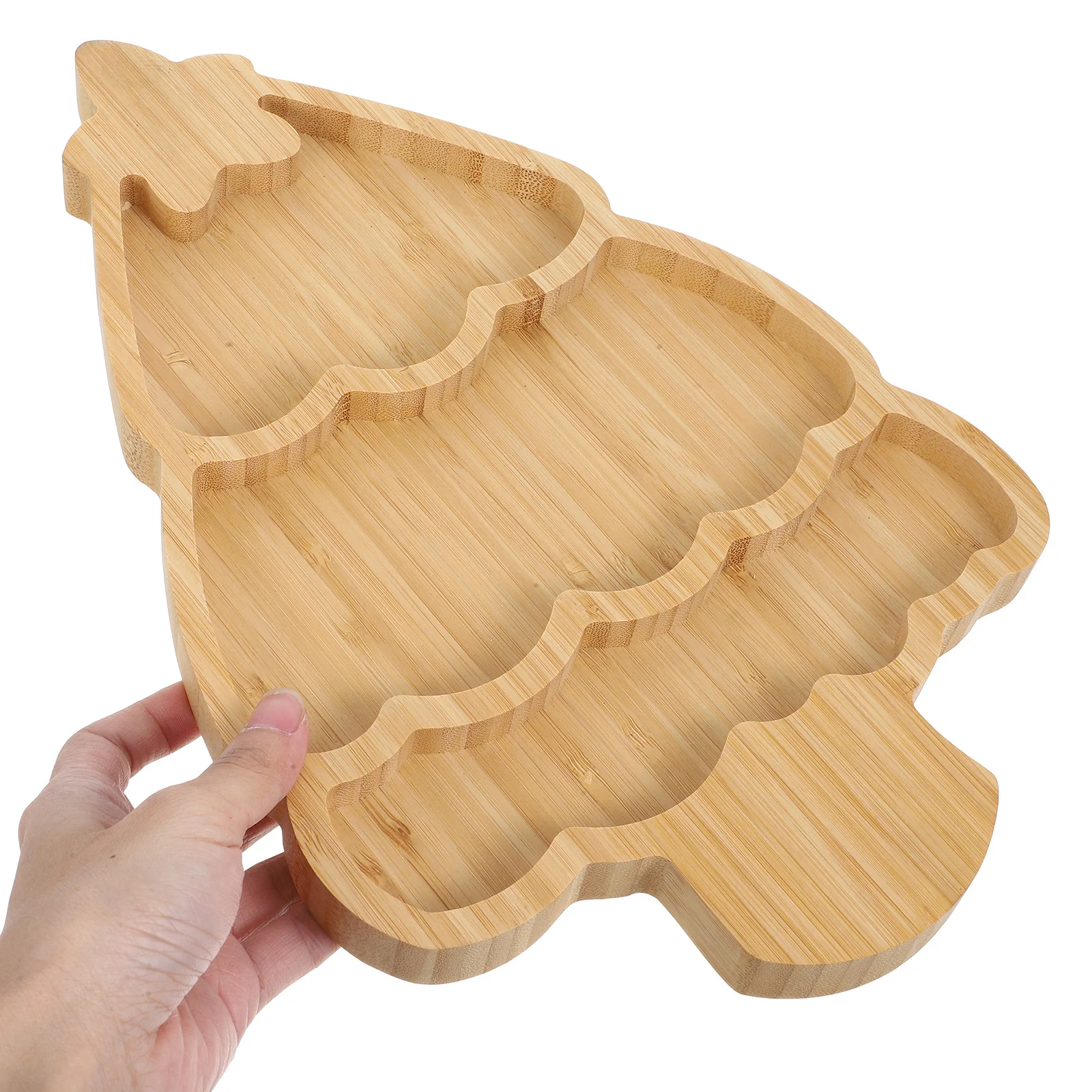 

Christmas Tree Food Plate Bamboo Tray Xmas Shaped Dish Appetizer Dessert Serving Multi-Functional Decorative Home Party Use