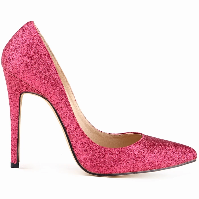 2025 New Sequin Cloth Plus Size 42 Women Pumps 11Cm High Heels Comfortable White Black Nude Pointed Toe Ladies Work Shoes A0073