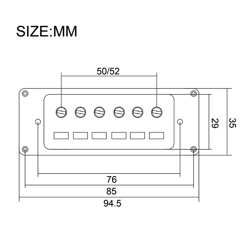 6 String Mini Humbucker Pickup Brass Cover 7.5K 4 Conduct Cable Coil Splitting 6 Round+6 Square Pole Piece LP Style Guitar