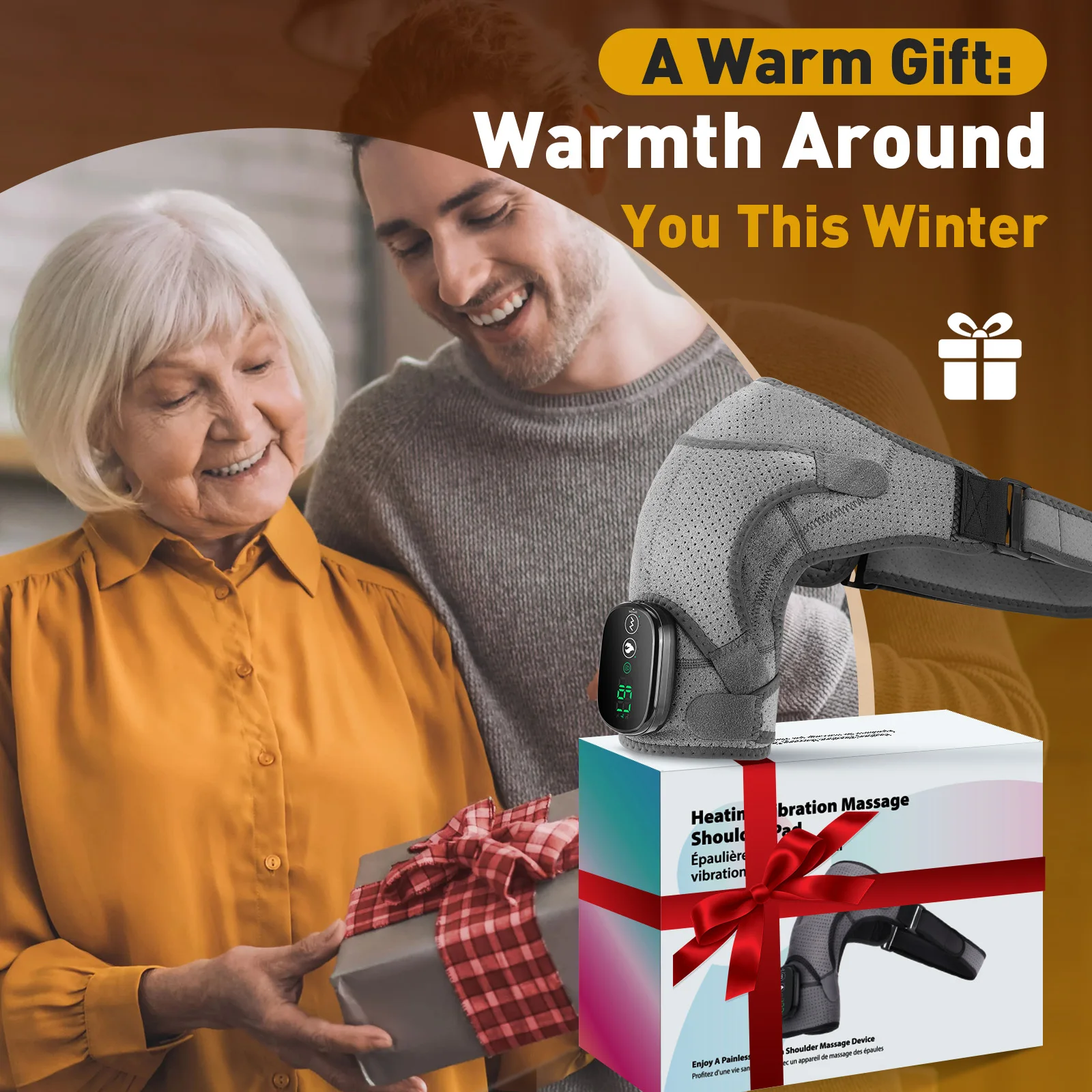 Elektrische verwarming Schoudermassage Verwarmde rugschouderbrace Verstelbare verwarming Schoudermassageriem voor armspierontspanning