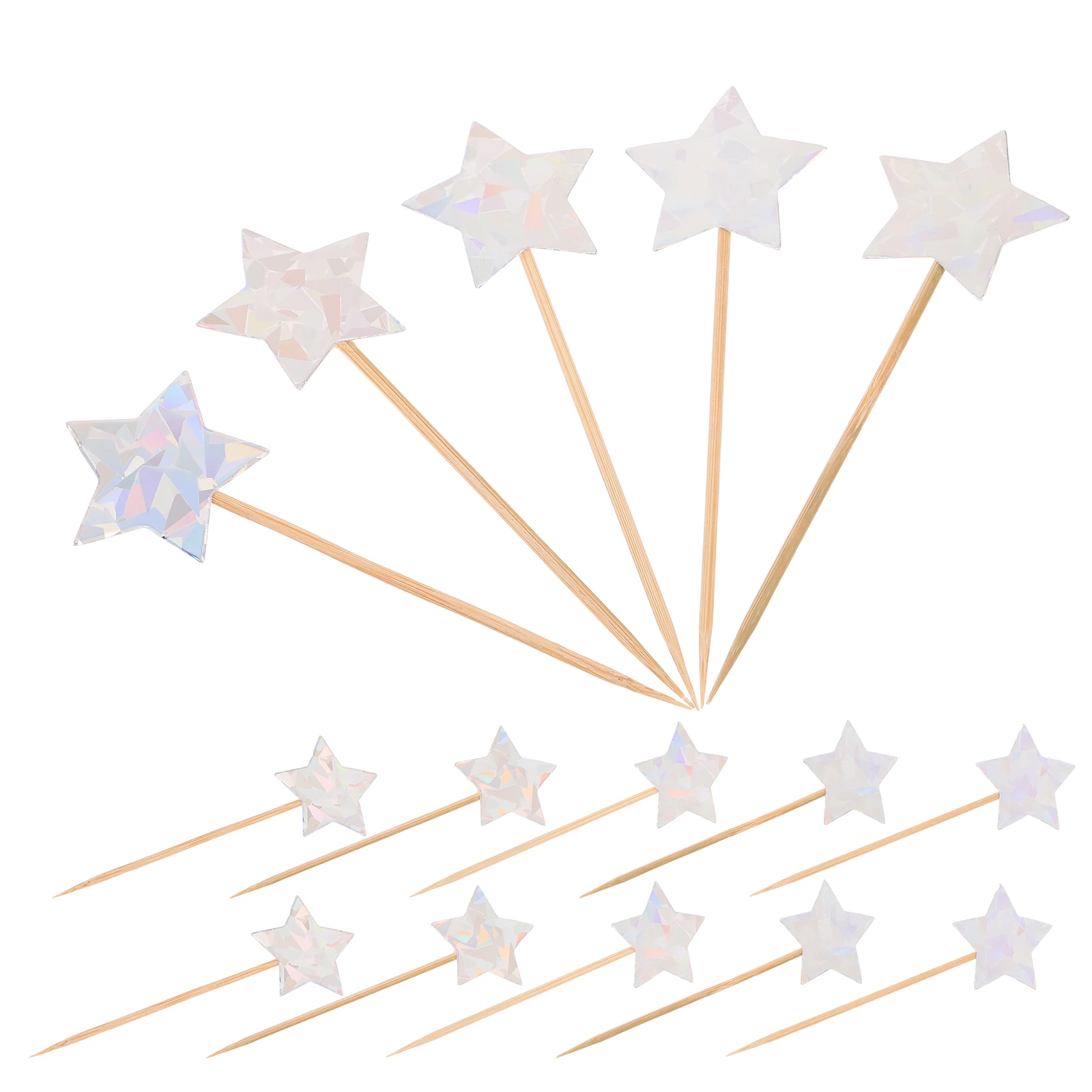 

100Pcs Star Cake Decorations Glitter Star Cupcake Toppers Sparkling Pentagram Dessert Picks Wedding Birthday Party Cake Ornament