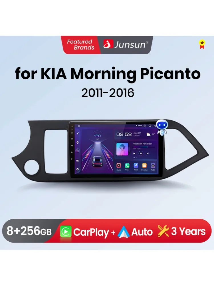 Junsun draadloze CarPlay Android Auto autoradio voor KIA Morning Picanto 2011 - 2016 GPS Multimedia 2 din - afbeelding 2
