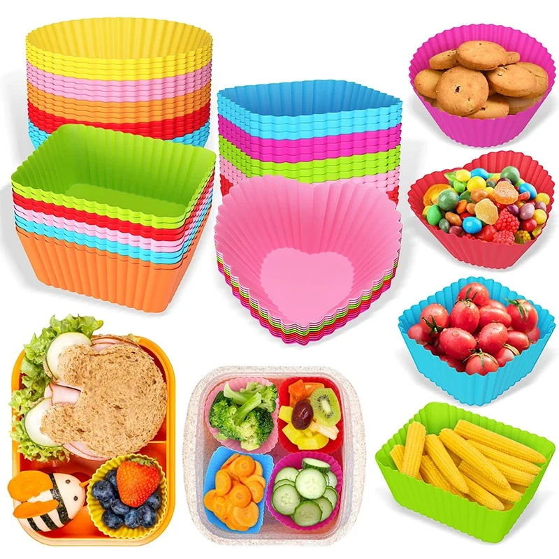 

Silicone Lunch Box Dividers For Children Kids School Food Dividers For Bento Box Silicone Cupcake Liners Mold Baking Tools