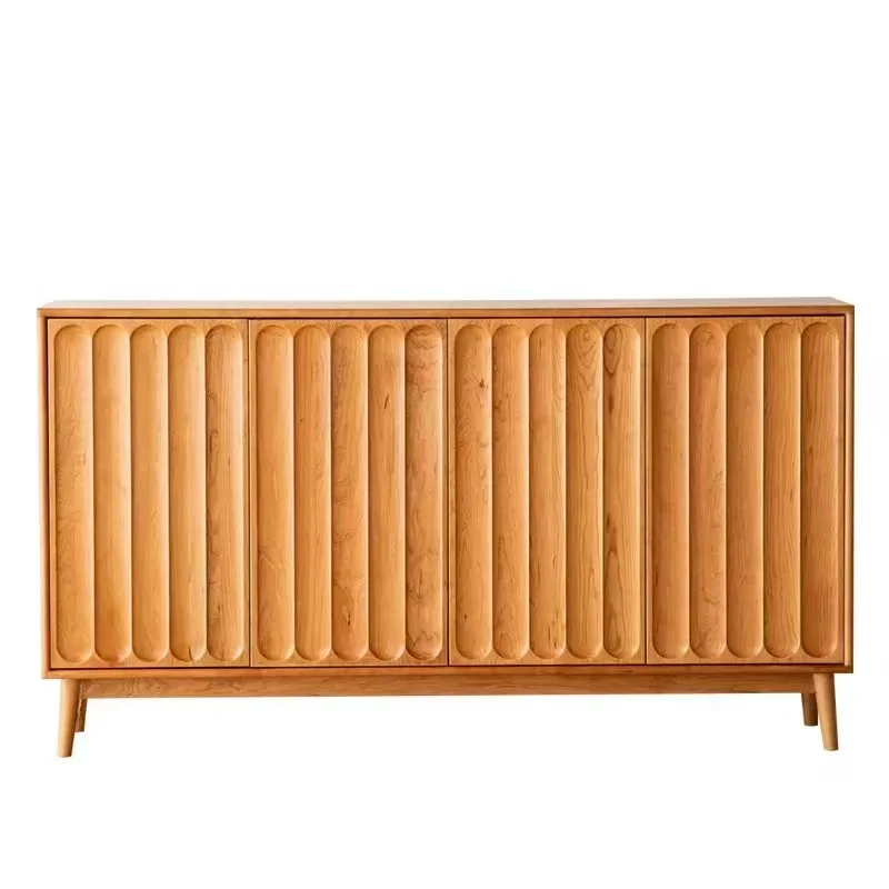 

Solid wood shoe cabinet, simple cherry wood home foyer cabinet, porch storage multi-layer storage cabinet