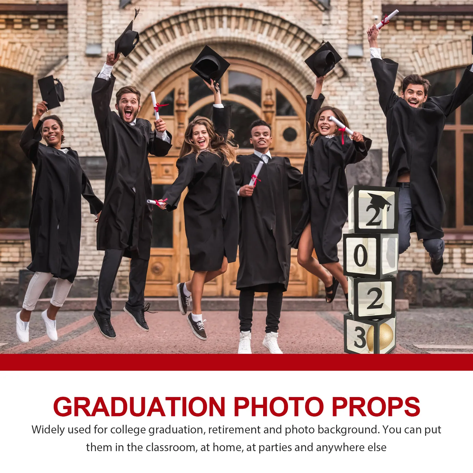 

4pcs Graduation Boxes Empty Decorative Container For Photography Props Decoration Box 2023 Grad Boxes Graduation Party Balloon