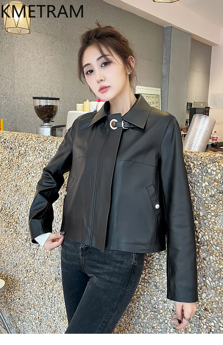 Strato superiore al 100% di giacca di pelle di pecora Donna Biker Giacche di pelle genuina Donna Capispalla corti Abiti autunnali 2025 дубл Estranteка ж illegalicud