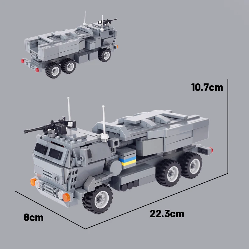 Mliatry Tank US Army Wheeled Launch Vehicle HIMARS Building Blocks M142 High Mobility Artillery Rocket Mini Car Model Brick Toys