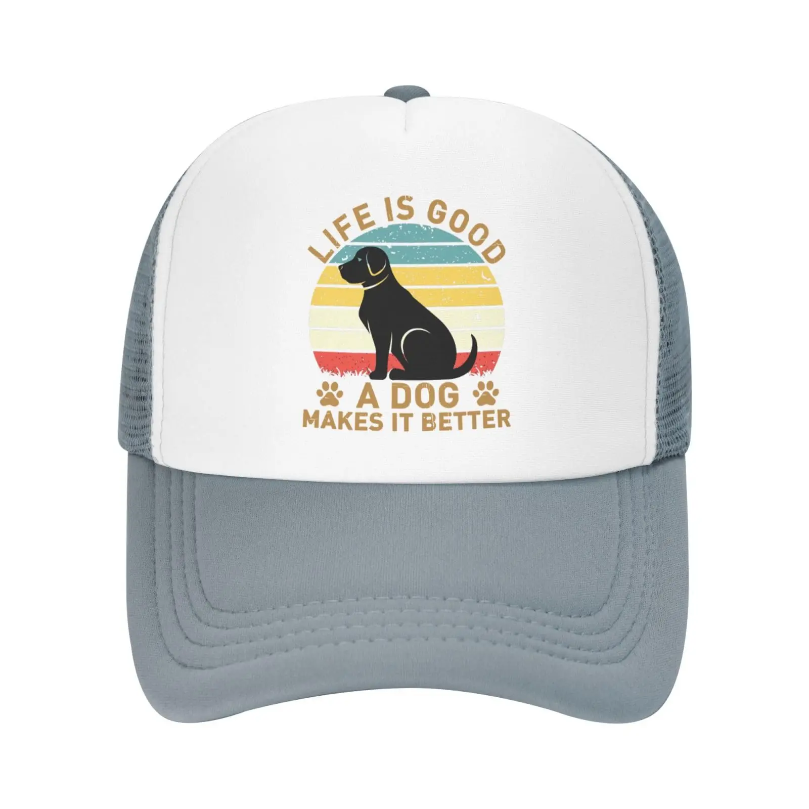 

Lifes is Good A Dog Makes It Better Tennis Trucker Hats for Men for Trucker Caps