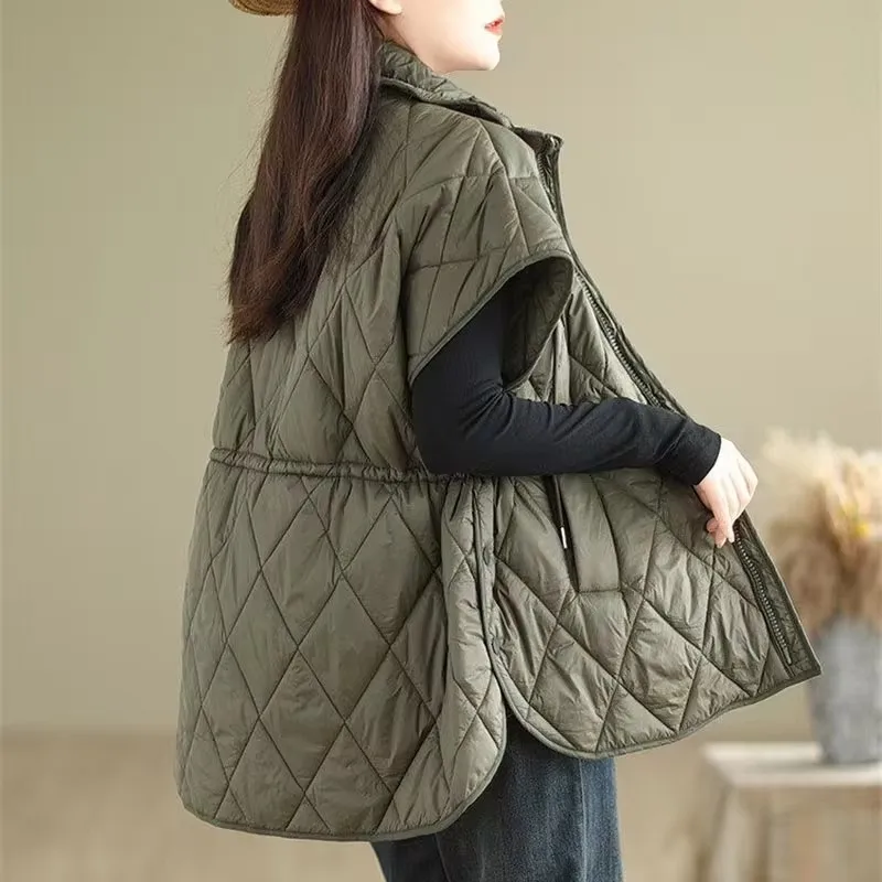 2025 فضفاض موضة المرأة سترة معطف الخريف الشتاء الدافئة سترة قطن الإناث صدرية أبلى جديد سستة سيدة جاكيتات بلا أكمام #5