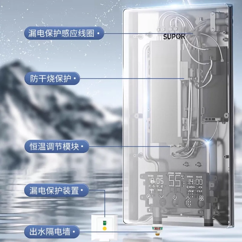Pemanas Air Listrik Instan, Pemanasan Cepat 8800W, Inverter Baru Suhu Konstan untuk Penggunaan Khusus Mandi di Rumah