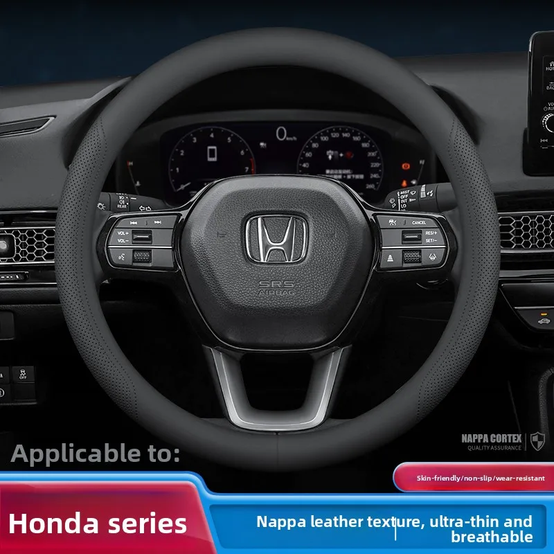 

Leather Car Steering Wheel Cover for Honda HRV CRV Pilot Civic City Accord ZRV Prologue Passport 2023 2024 2025 2026 Accessories