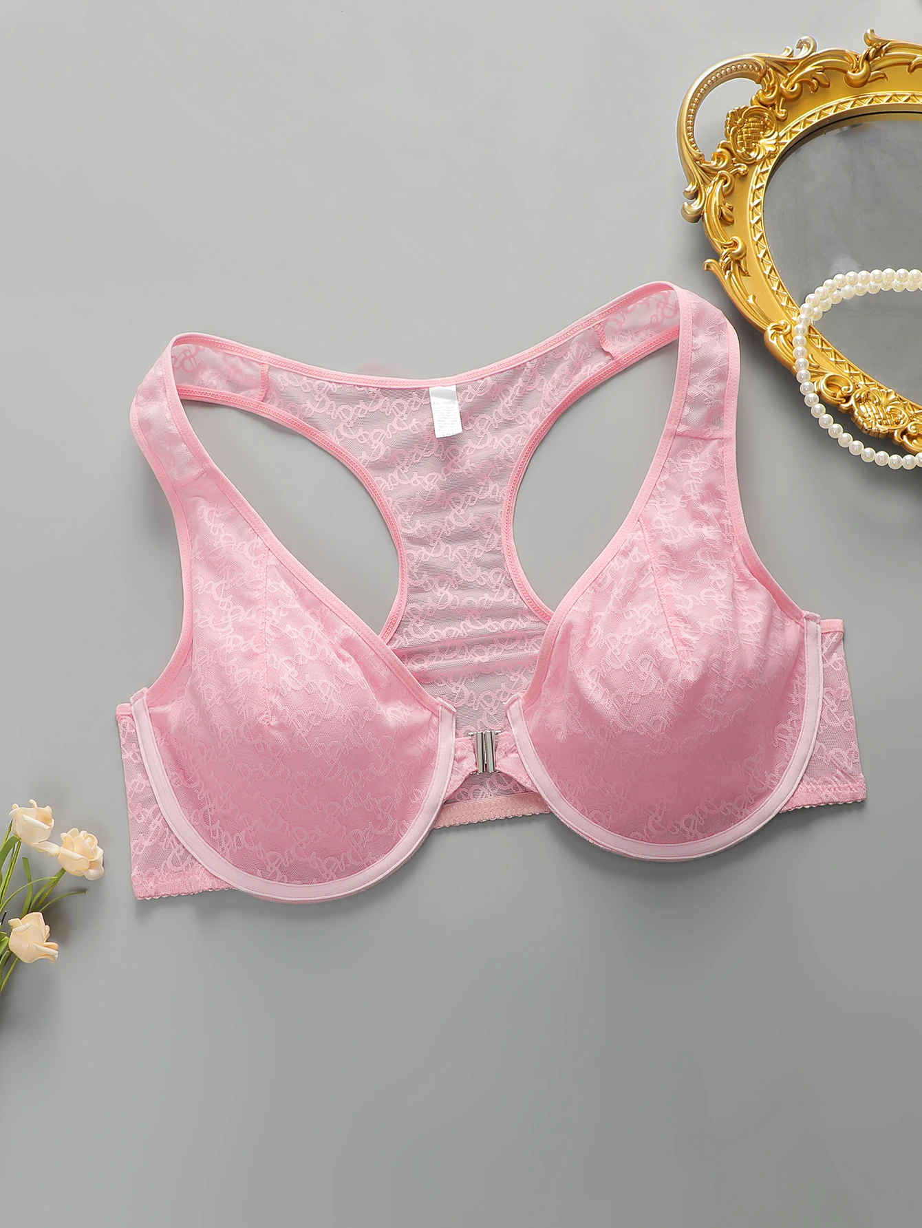 plus Size Women's Front Button Backless Bra With Sexy Large size Lace Suitable For Full Figured Plus Women To Wear MR2812