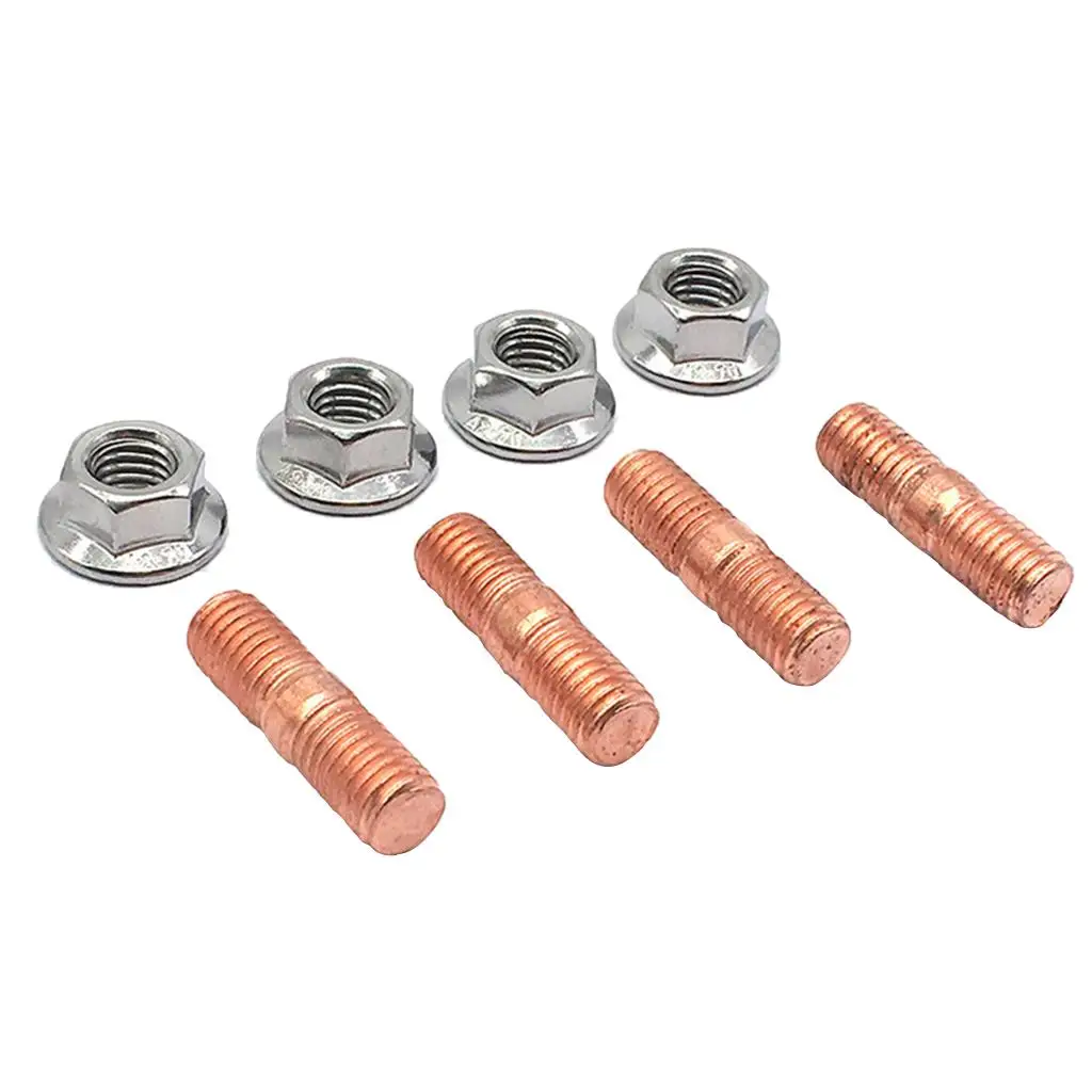 Car Racing M10 X 1.50 Threaded Studs Kit Flange Nuts for T3 T4 T6(Copper