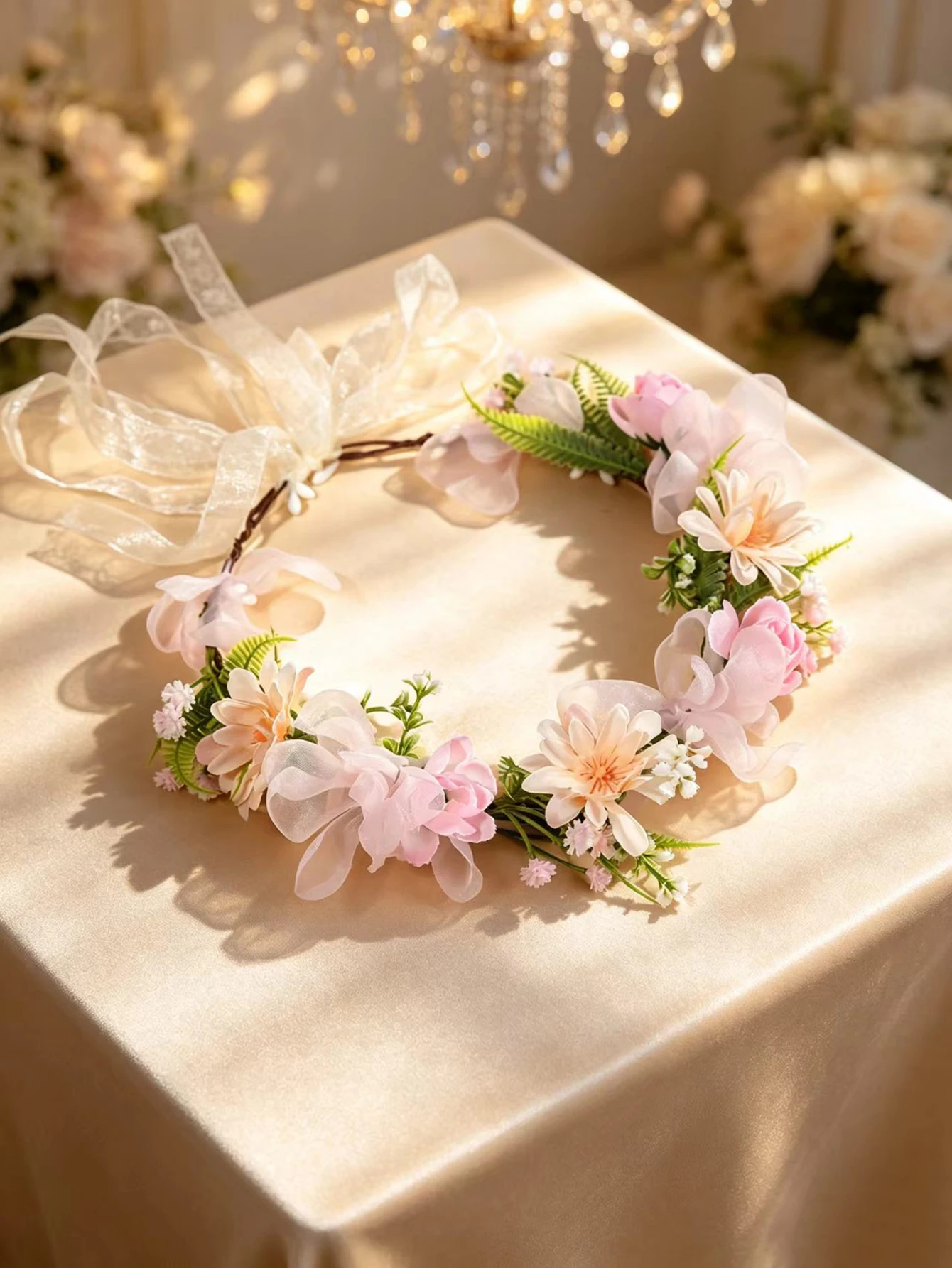 إكليل زهور صناعية وردية، طوق ر - مراجعة Supply Florist وسعره